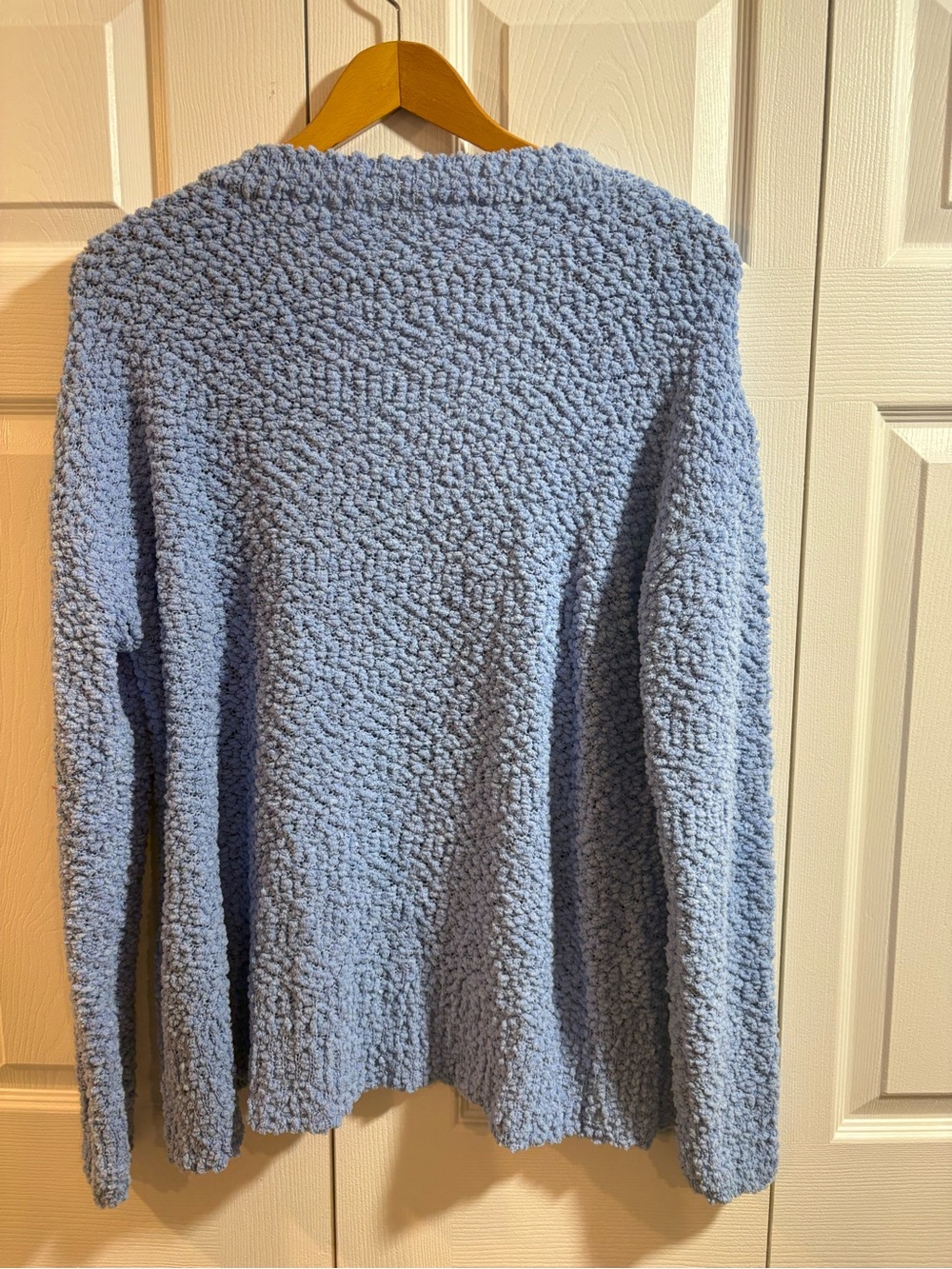Zenana Outfitters Blue Plush V-Neck Sweater cozy soft girl casual relaxed fall - Picture 5 of 5
